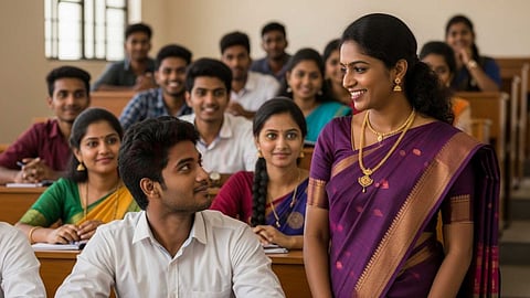 Students and professor