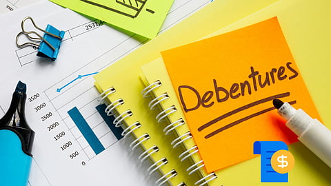 business finance debenture document on table 