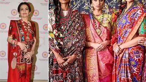 Nita Ambani and three girls wear Patola saree