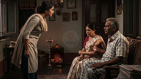 A woman with parents