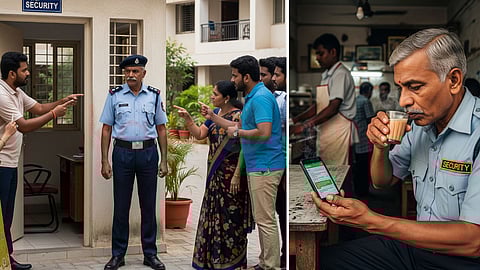 The residents of apartment  argued with security and the security see WhatsApp.