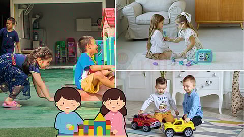 children plays different type of games