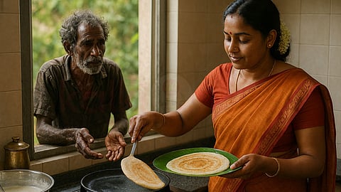 Woman preparing dosa