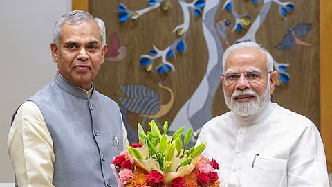 Prime Minister Narendra Modi with Gujarat Governor Acharya Devvrat 