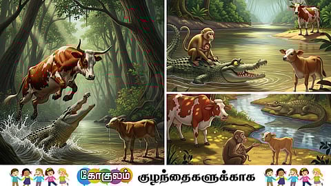 Clever monkey advises calf