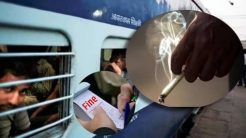 smoking cigarette in train