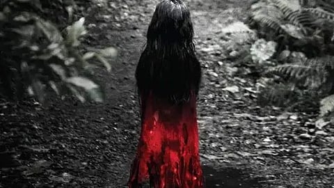 A little girl in red dress