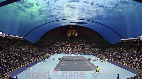 The underwater tennis court 
