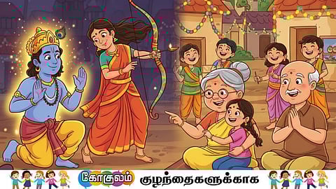 Grandma narrating diwali story