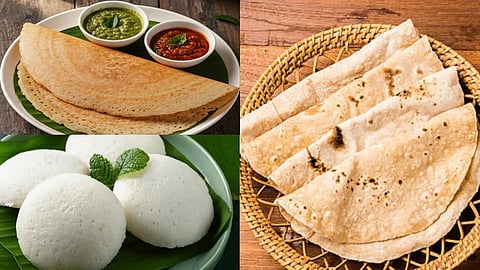 chapati, idli and dosa