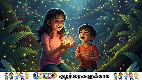Kids playing with Glow worm