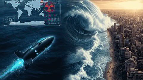 Nuclear Poseidon drone causing massive tsunami near city