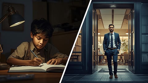 poor boy studying hard get big company job