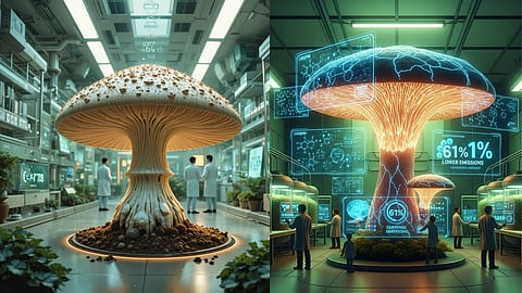 mushroom study gene-edited mushroom in hi-tech lab