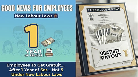 Graphic showing new labour laws and one-year gratuity rules