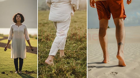 Man and woman Walking barefoot