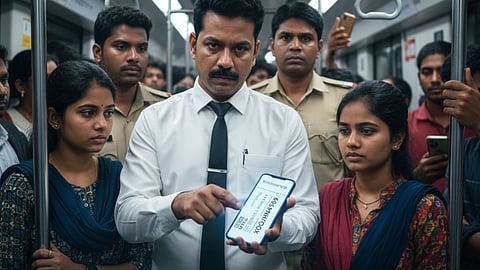 Inspector shows AI-generated fake ticket on phone