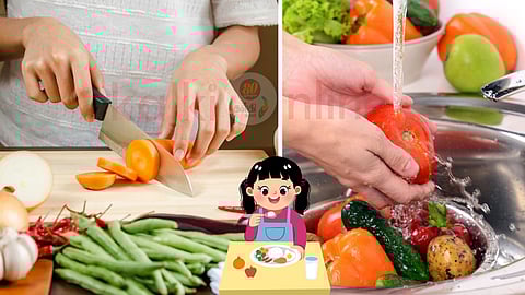 Vegetables cutting and washing