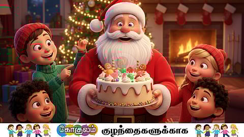 Santa with Christmas Cake
