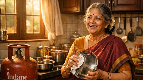 Old woman in kitchen