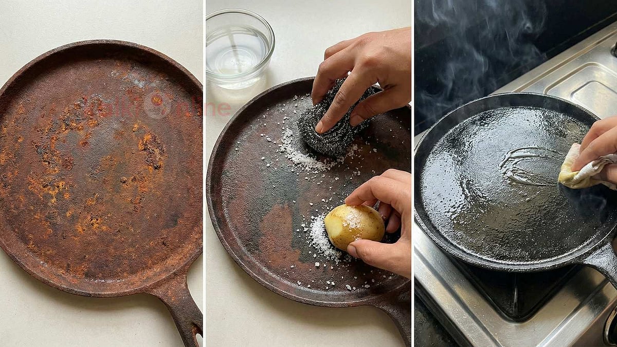 துருப்பிடித்த இரும்பு தோசைக்கல்லை புத்தம் புதியதாக மாற்றும் எளிய வழிகள்!