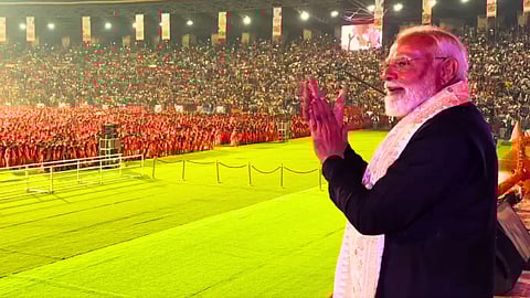 Prime Minister Modi in Assam Bagurumba Dance