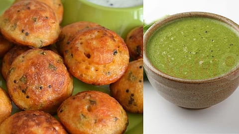 breakfast:  rava kara paniyaram murungai keerai chutney