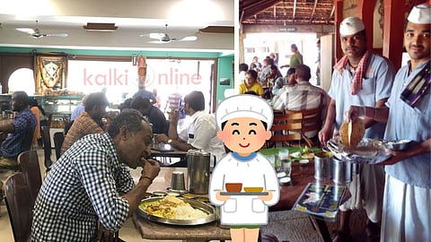 People eating in hotel and food servings 