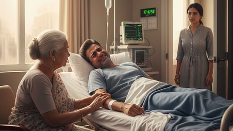 Husband, wife and Mother in law in hospital