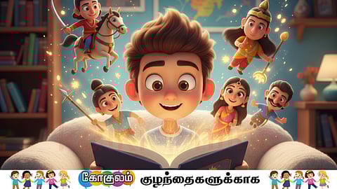 small boy reading a book