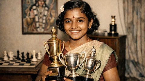 a woman with championship cup