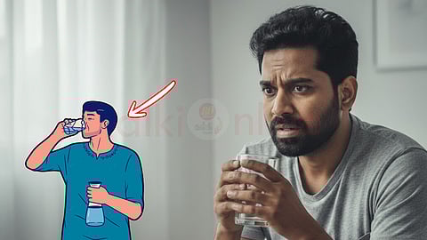 Thirsty drinking water