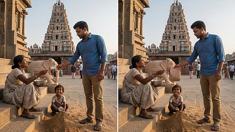 Poor woman with child and Man