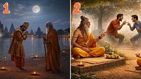 The monk and the king and the disciples