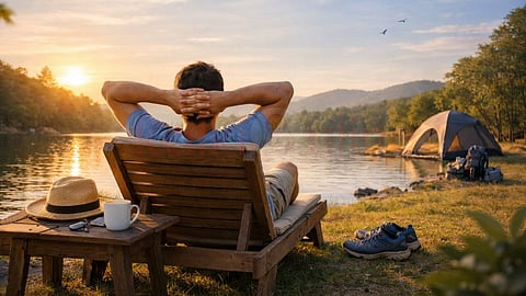 A man take Rest in the evening