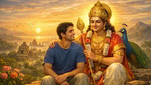 god muruga and a man