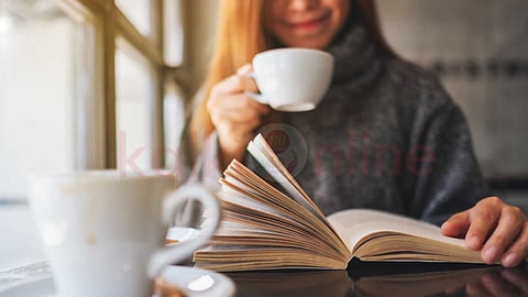 woman drinking coffee