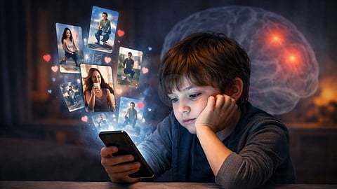 a child scrolling reels