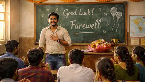 Mathi standing in class