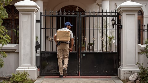 delivery boy inside the home