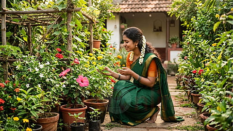 Woman and Plants