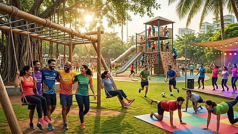 Active fun at the outdoor fitness park