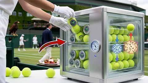 Tennis balls are kept in  temperature control box