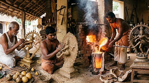 Ancient tamil lost wax bronze casting process