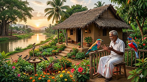 Old man and Bird