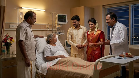 after wedding, Sudhakar came with wife visit his mother