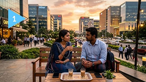 Andha Oru Tharunam - Man and Woman having Coffee