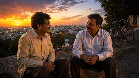 Two friends speaking