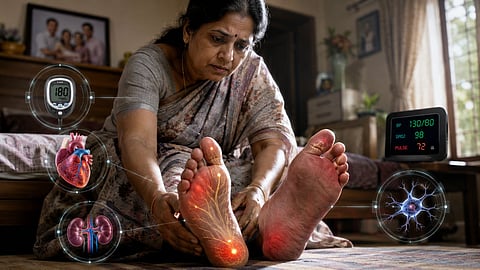 A woman with Foot Symptoms
