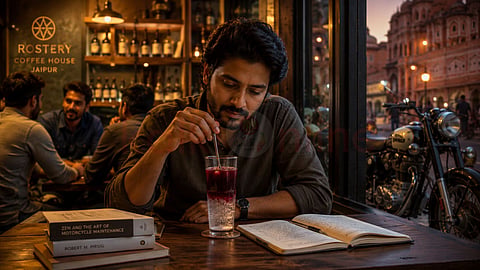A man drink coffee